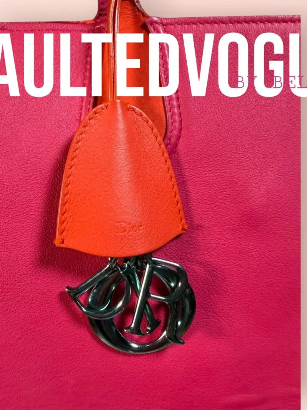 Christian Dior Addict Tote Bag Pink Orange Leather Dior Charm Shoulder Bag Large - Picture 2 of 16